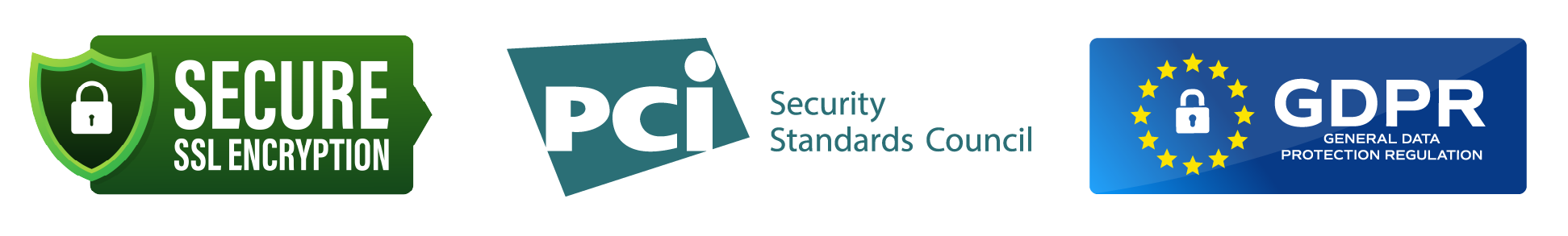 GDPR, SSL, PCI Logos